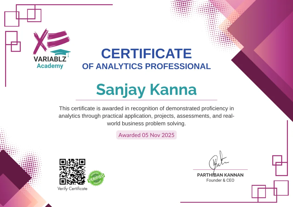 Sample Analytics Professional Certificate